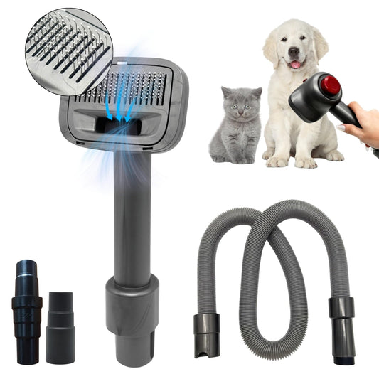 cepillo para polvo de aseo para perros y mascotas y manguera de aspiradora de extensión para aspiradoras con mangueras de 1-1/4 pulgadas o 1-3/8 pulgadas y Dyson V6 DC59 DC56 DC4 - Herramienta de fijación de pelo de mascotas, cepillo para polvo de limpiez