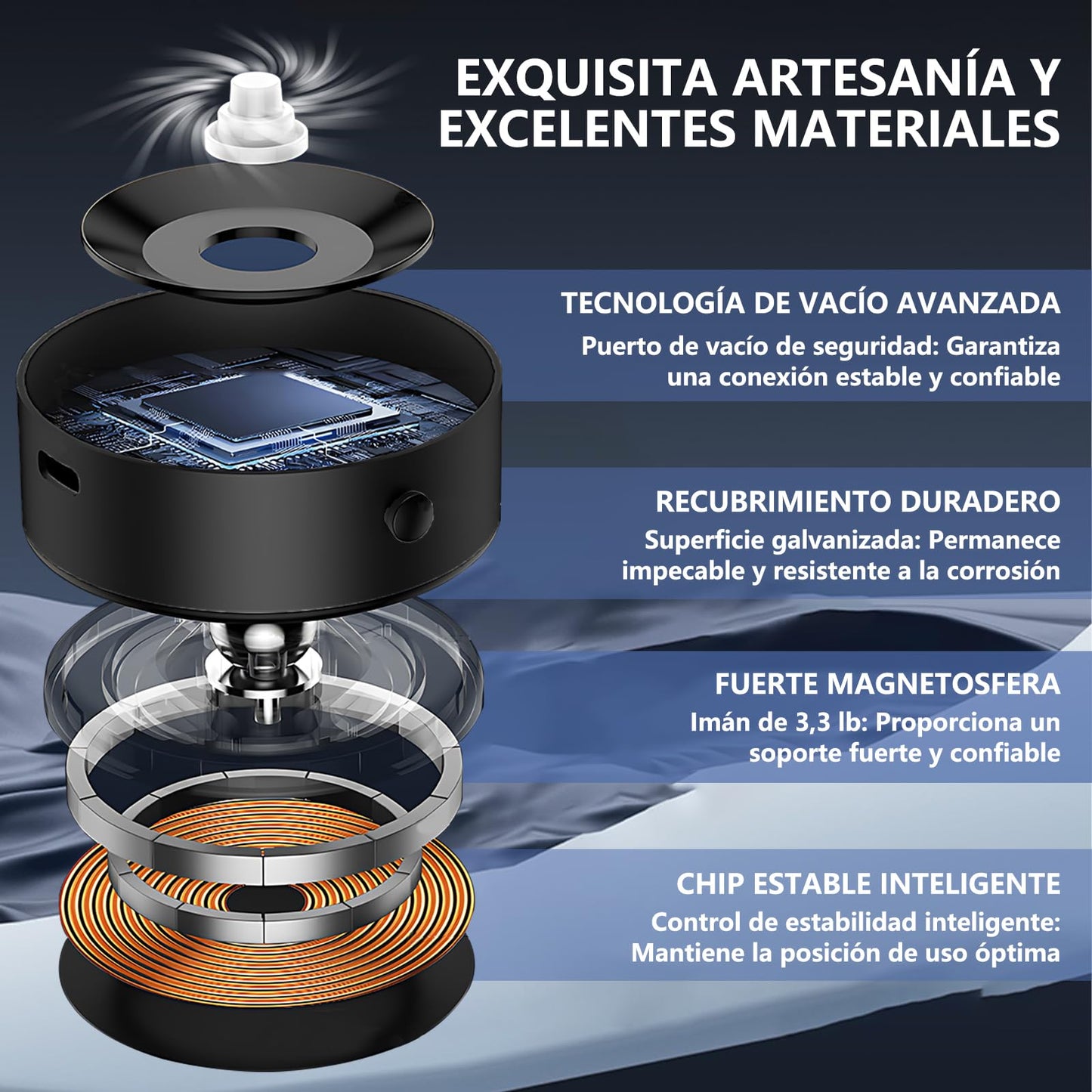Soporte Celular Automóvil Magnético,Sujetador de Celular para Auto Giratorio de 360°,Con Anillo Magnético y Ventosa,Compatible con Todos los Teléfonos Móviles,Adecuado para Parabrisas/Salpicaderos