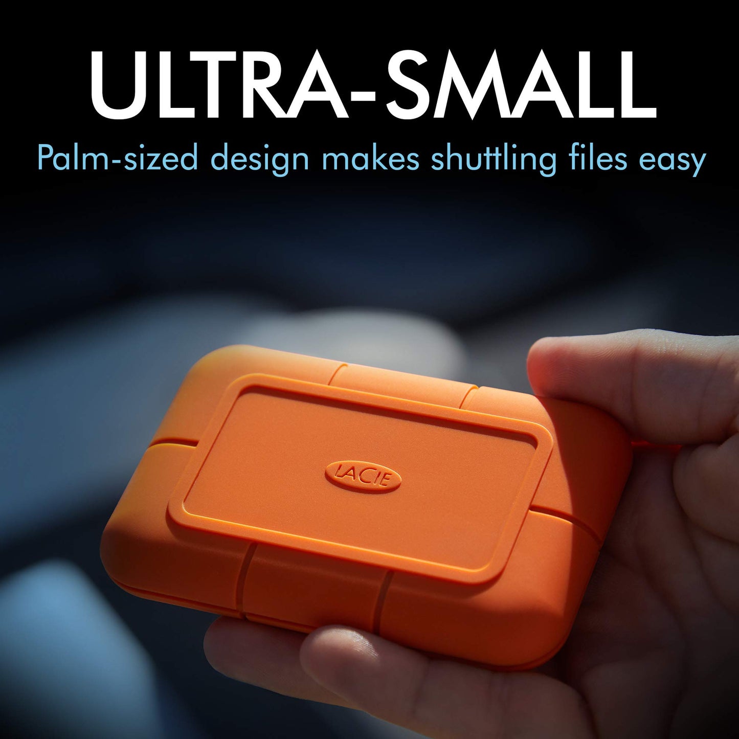 LaCie Rugged SSD 500GB Solid State Drive — USB-C USB 3.2 NVMe speeds up to 1050MB/s, IP67 Water Resistant, 3m Drop resistant, Encryption, 5-year Warranty with Data Recovery, 1 Mo Adobe CC (STHR500800)