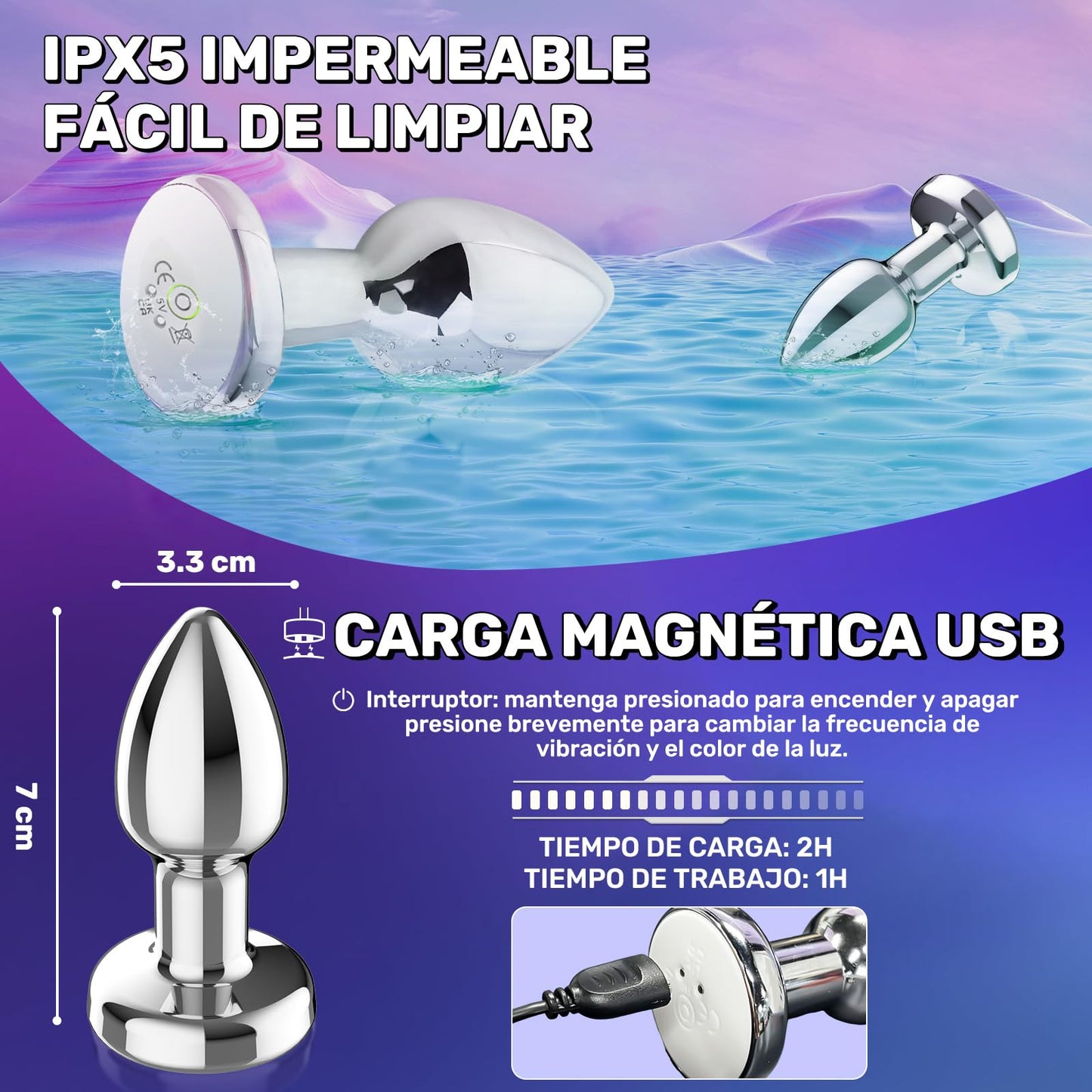 Vibrador Anal ZEZELIFE Negro con Control APP Inteligente y 9 Modos de Vibración para Mujer