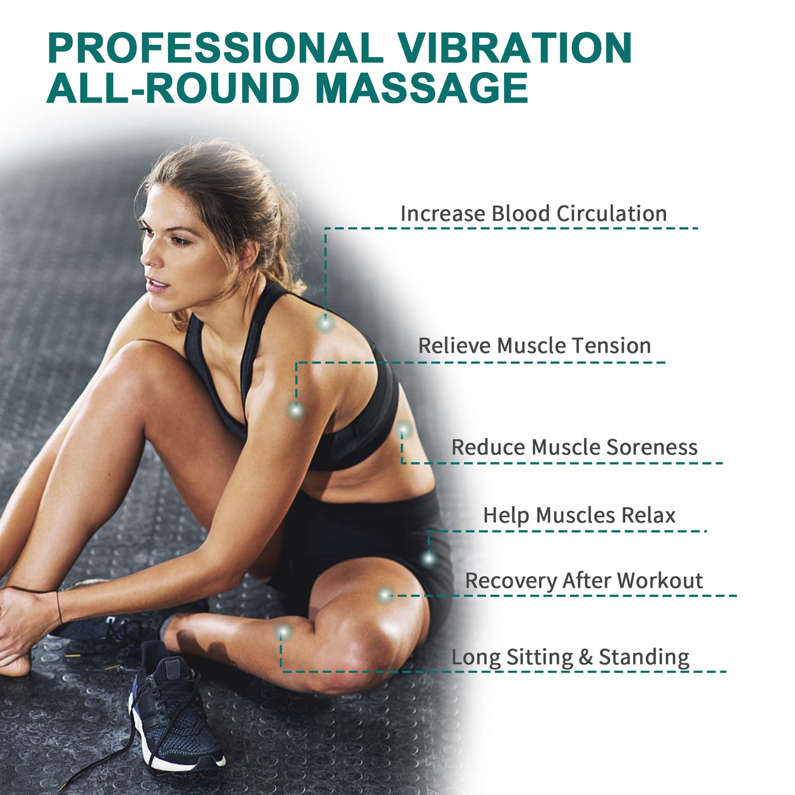 Bola de masaje vibradora de 5 velocidades de yoga rodillo de masaje con vibración, bolas de masaje eléctricas, masajeador de tejido profundo, alivia el dolor de tensión muscular (gris)