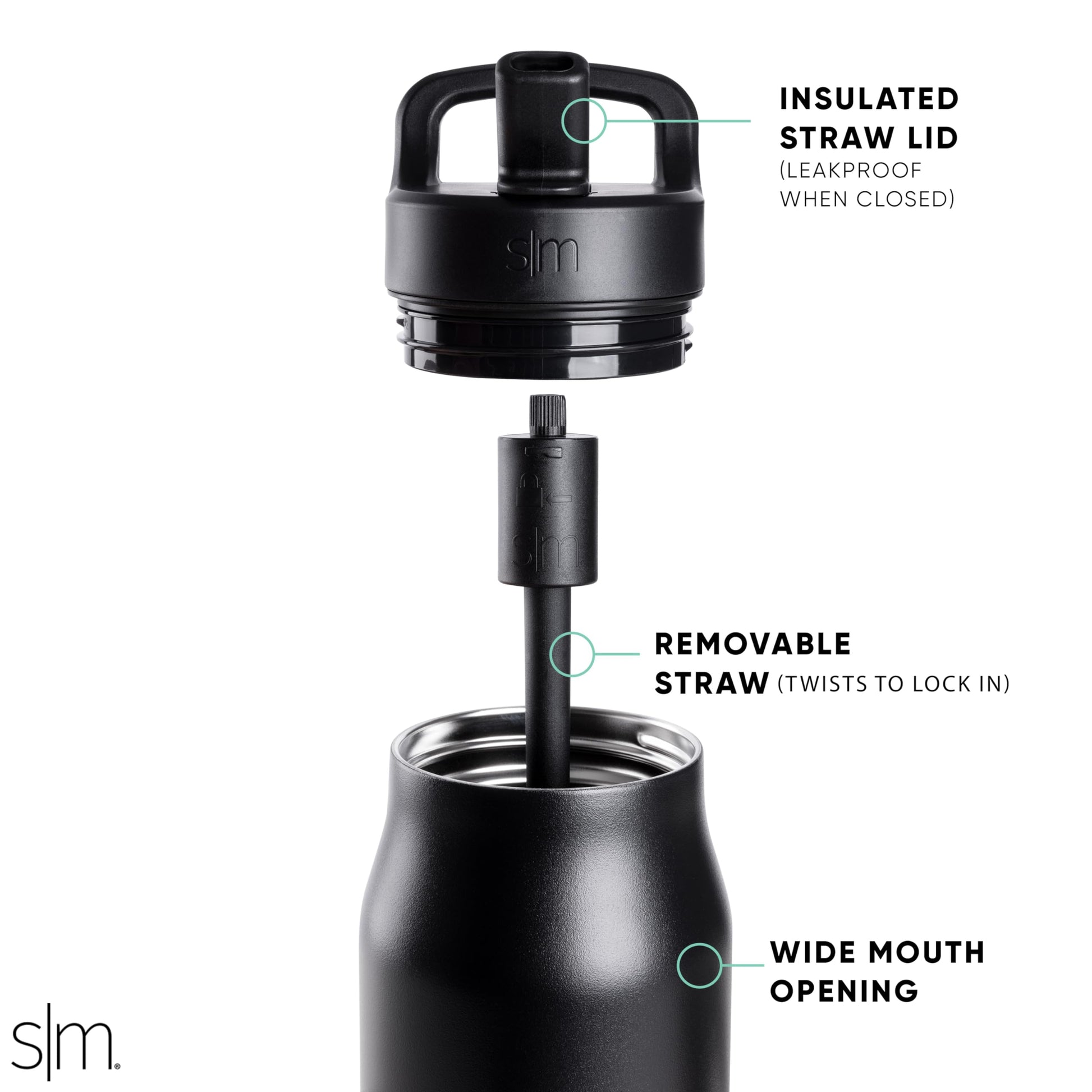 Botella de Agua Simple Modern Bellini Termo Aislado de Acero Inoxidable para Viaje y Gimnasio