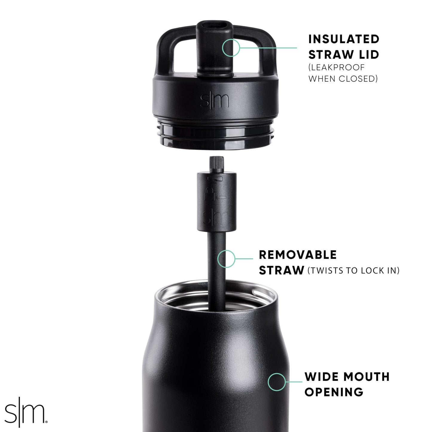 Botella de Agua Simple Modern Sea Glass Sage Termo de Acero Inoxidable для Gimnasio y Viaje 1L