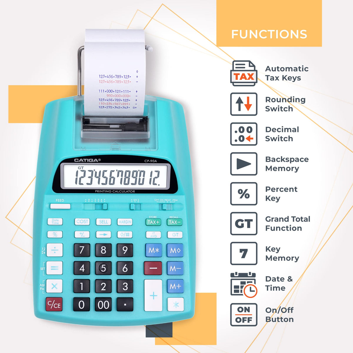 CATIGA - Calculadora de impresión 2025 Nueva y actualizada máquina de añadir 10 Llaves, calculadora de computadora para Oficina en casa con impresión en Rollo de Papel, Contabilidad, finanzas