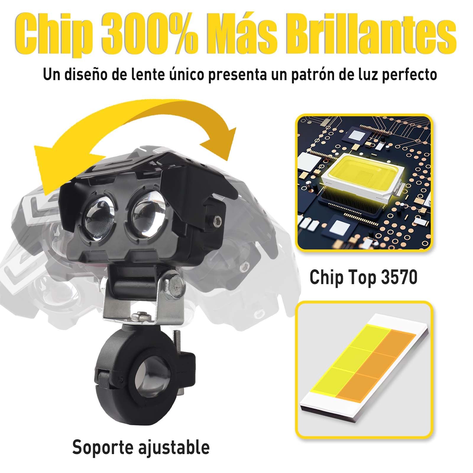 AUTOFAST 65w Luces para Moto, 6500k 8000LM Faros Auxiliares Para Moto,Luz Antiniebla Motocicleta, Exploradoras Para Moto, Faro Led Para Moto Con Lente,Faros De Intermitentes para moto - 2pcs