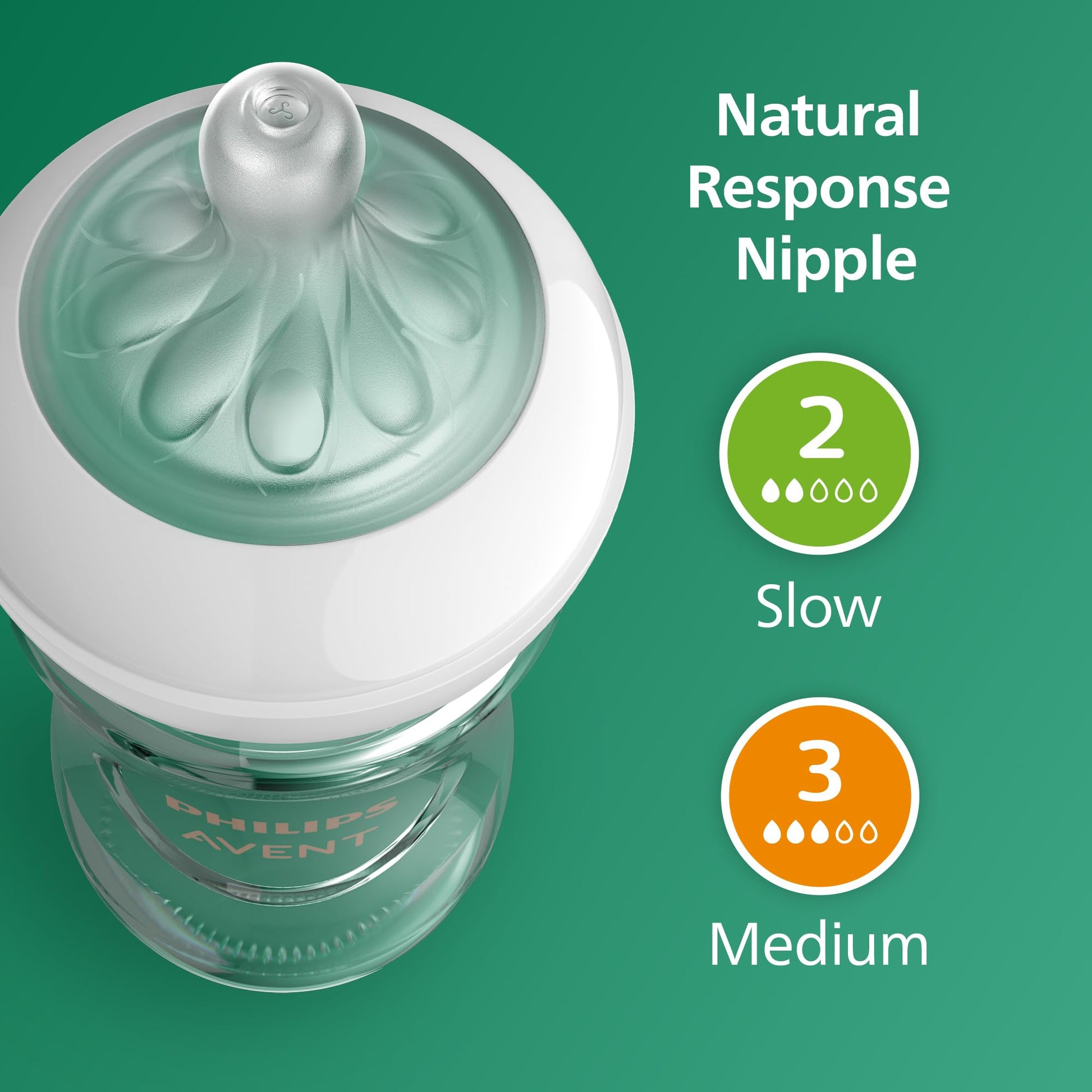 Botella de Cristal Natural Philips AVENT con Pezón de Respuesta Natural para Bebé