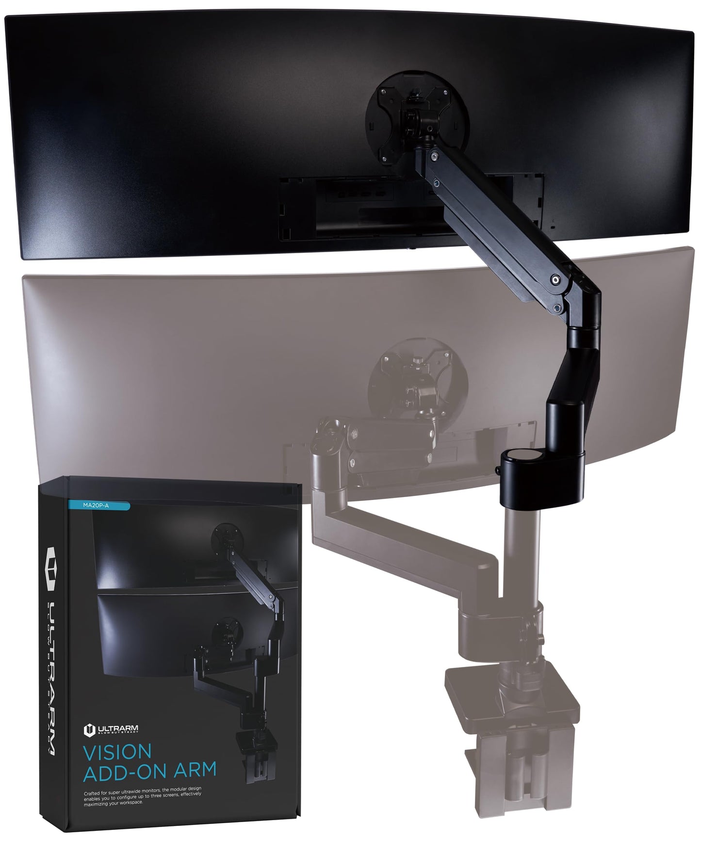 Soporte para Monitor Doble ULTRARM Negro Ajustable en Altura