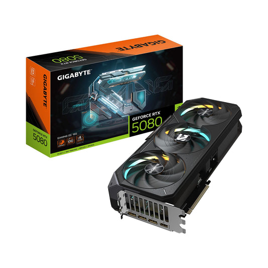 GIGABYTE Tarjeta gráfica GV-N5080GAMING OC-16GD con NVIDIA GeForce RTX 5080, 16 GB GDDR6X, 2295 MHz, PCIe x16, DisplayPort, para Ordenador de escritorio