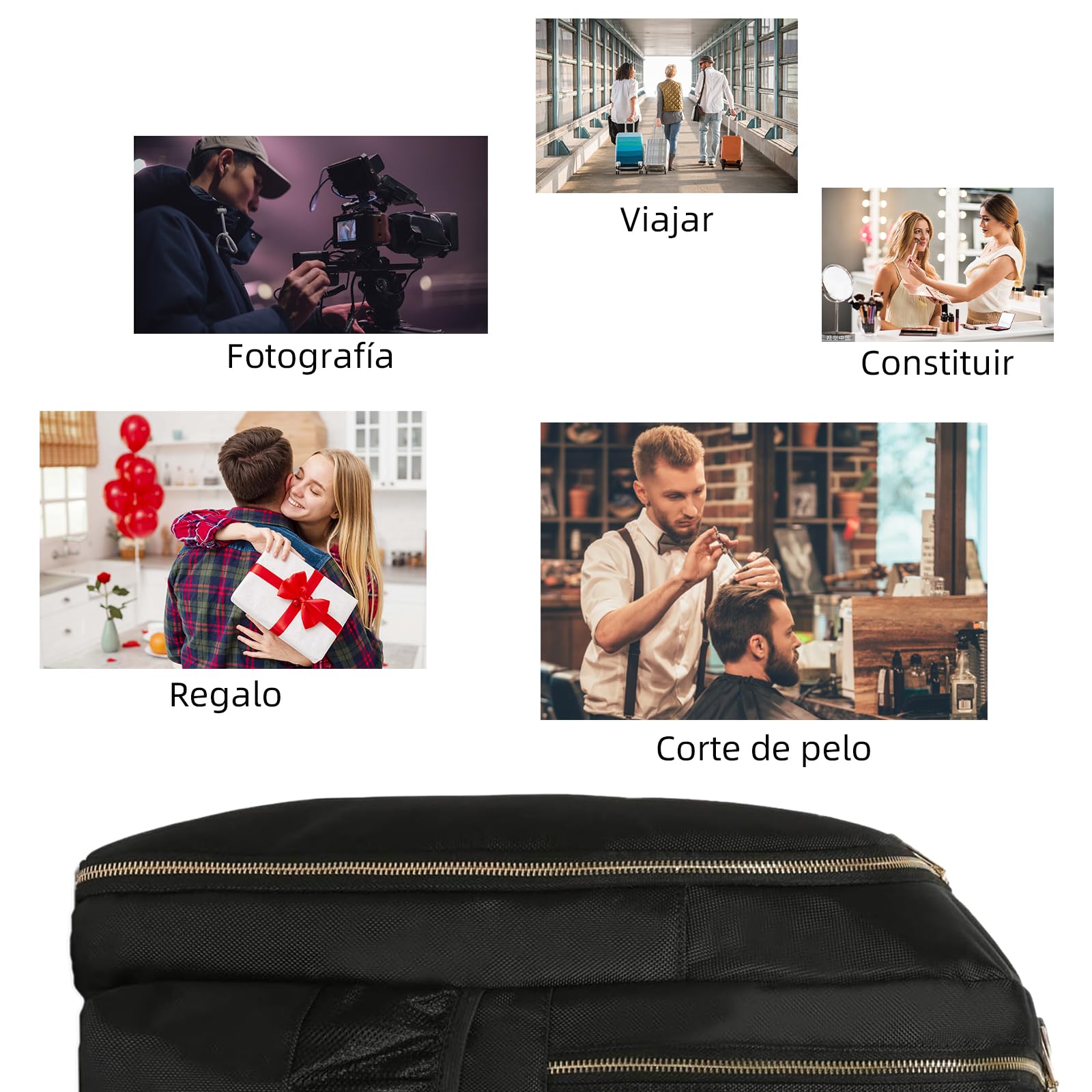 Mochila Barbero Profesional Negra Impermeable con Soporte para Espalda para Organizar Cortapelos y Tijeras