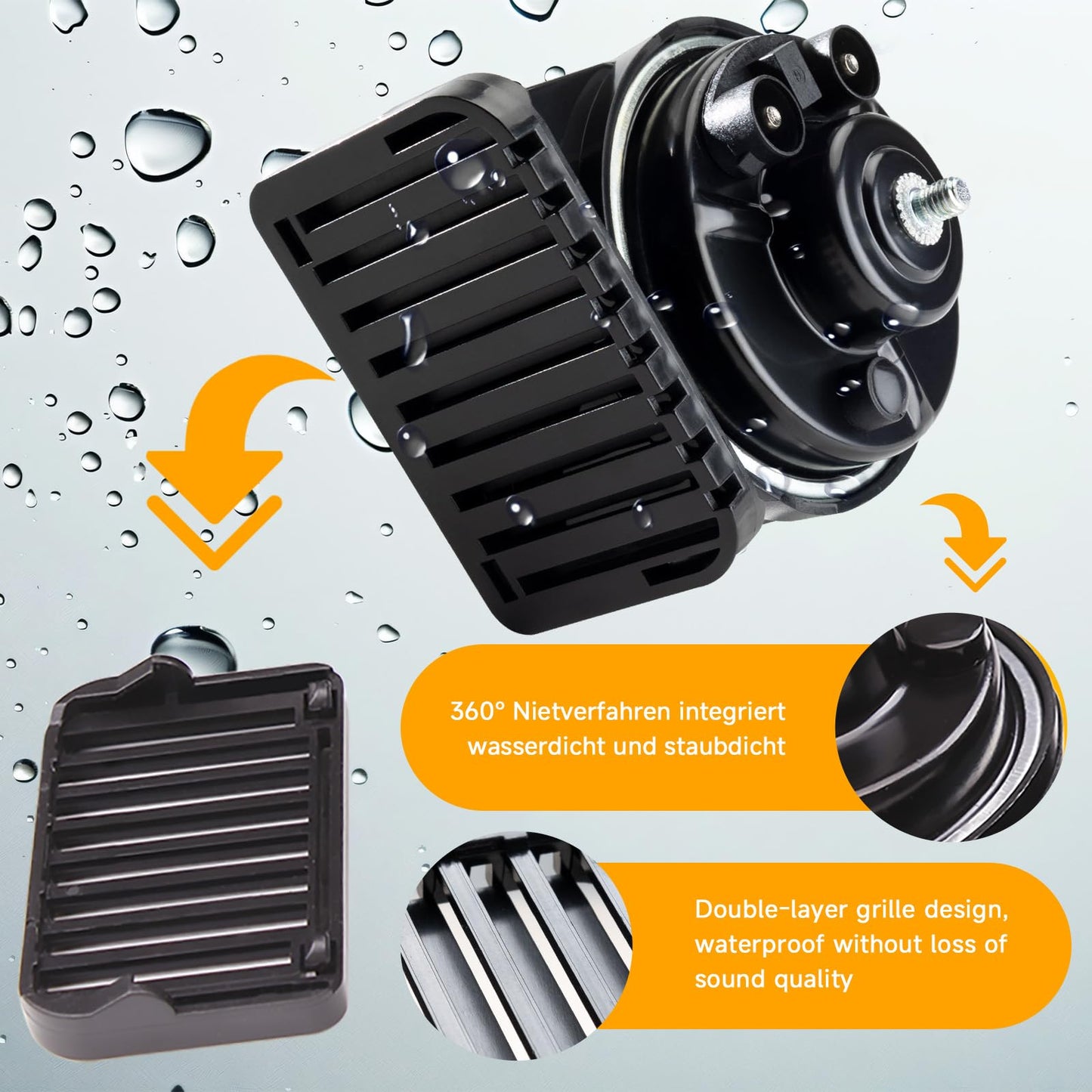 FARBIN Bocina automática especial con interfaz compatible con Honda/New Civic 12 V, bocina de coche fuerte con rejilla protectora, bocinas eléctricas de caracol de tono dual, impermeables y a prueba