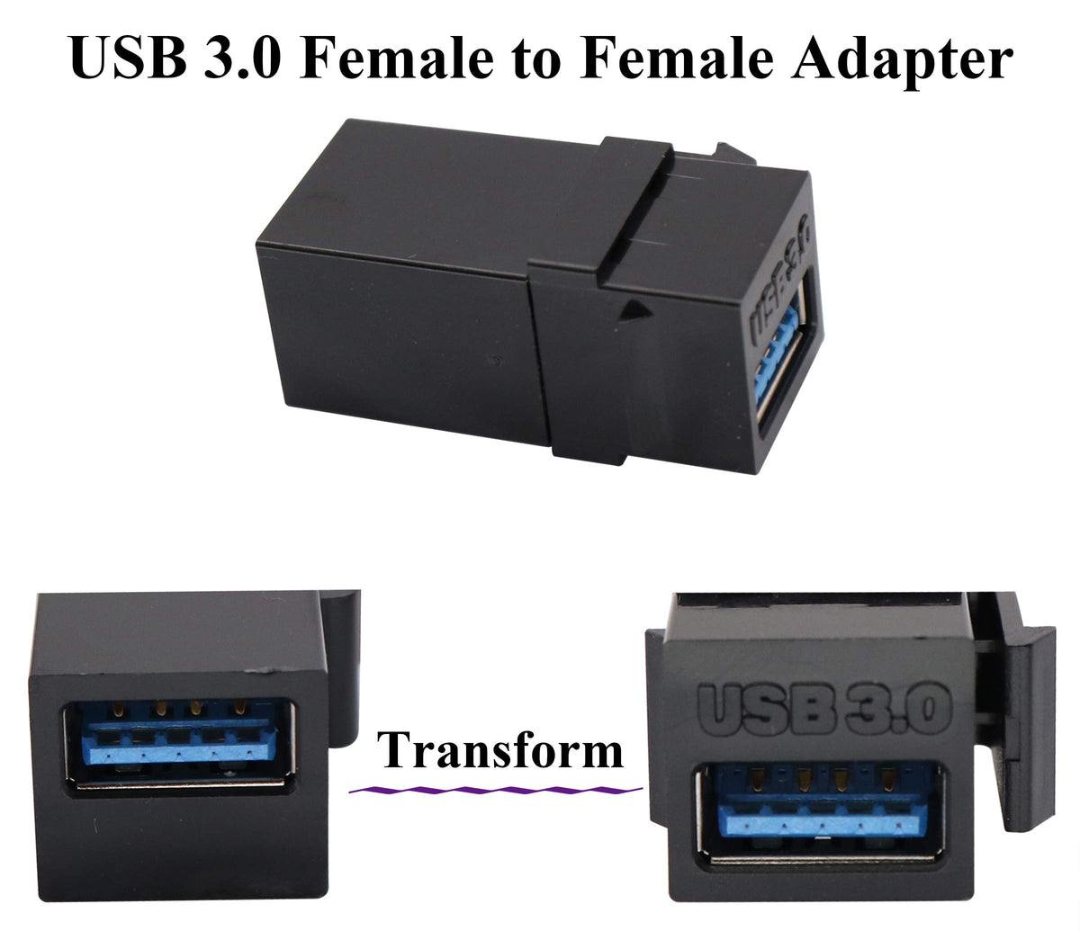 Adaptador USB Keystone AAOTOKK Negro USB 3.0 Hembra a Hembra 2 Unidades