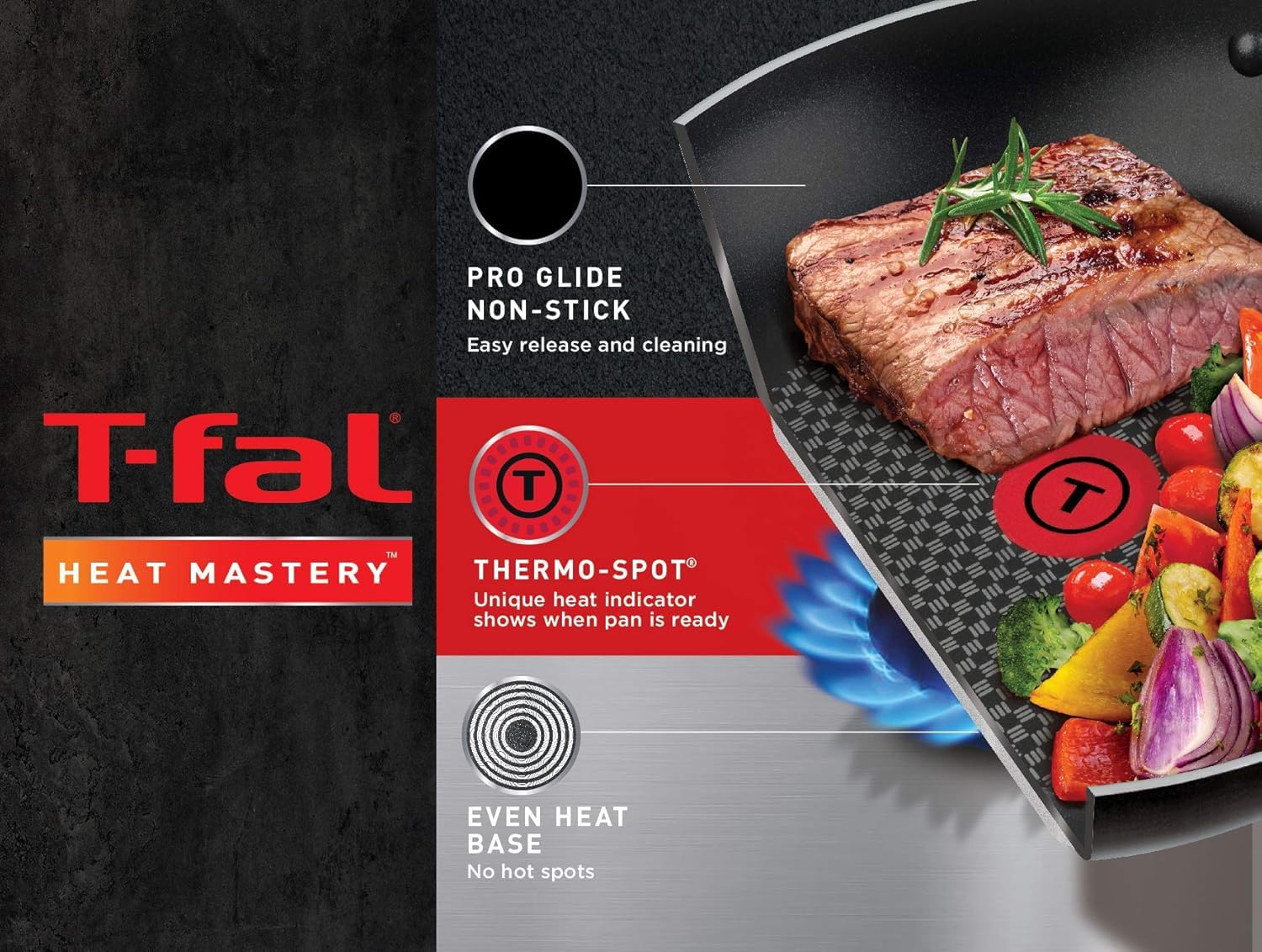 Batería de Cocina T-fal Excite Azul con Antiadherente Proglide y Tecnología Thermo-Spot