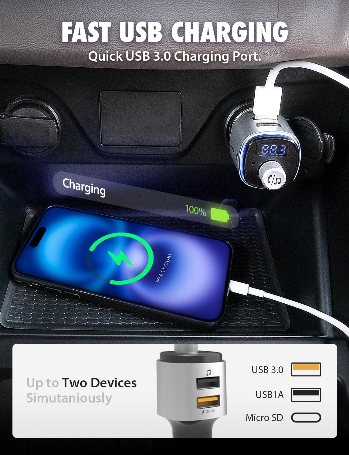 Transmisor FM Bluetooth Bracketron Roadtripper Voz para Coche