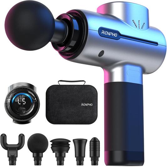 RENPHO Pistola de Masaje Eléctrica de Percusión, Masajeador Muscular Portátil para Espalda, Masajeador de Espalda, Cuello y Hombros, Regalo para Hombres y Mujeres, Incluye Estuche de Transporte, Active