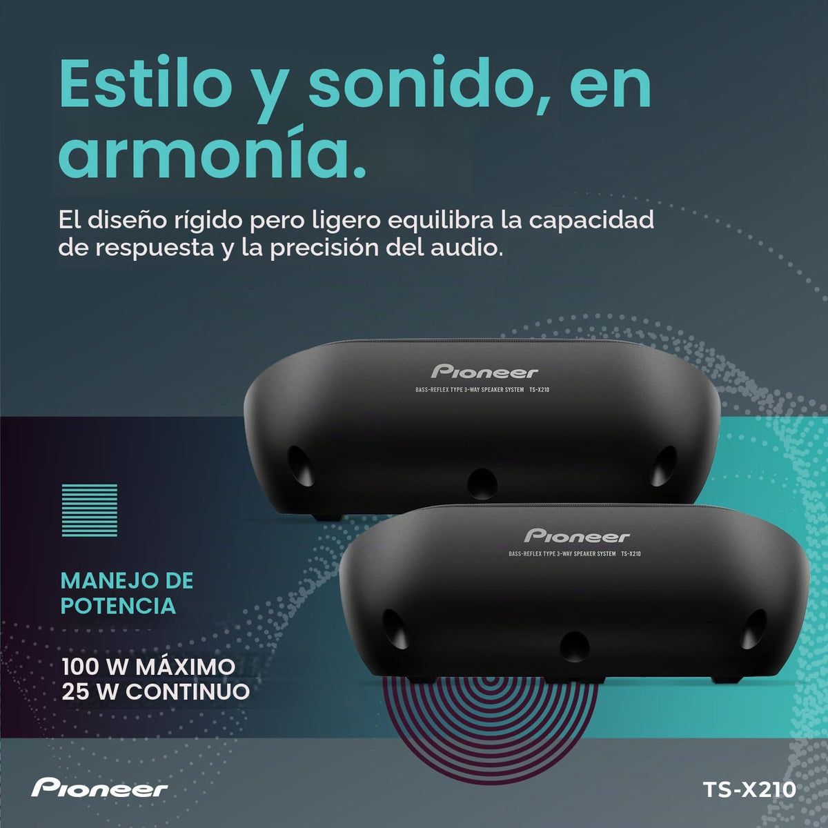 Altavoces de Montaje en Superficie Pioneer TS-X210 Negro 3 Vías 100 W