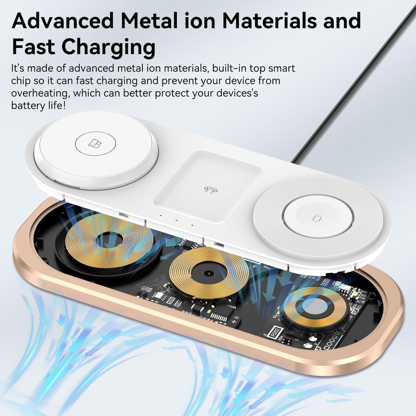 Cargador inalámbrico 3 en 1, estación de Carga magnética Plegable para Magsafe para iPhone 16/15/14/13/12/Pro MAX/Pro/Mini/Plus, Apple Watch 10/9/8/7/SE/6/5/4/3/2/1/Ultra2/Ultra, AirPods pro/2/3/4