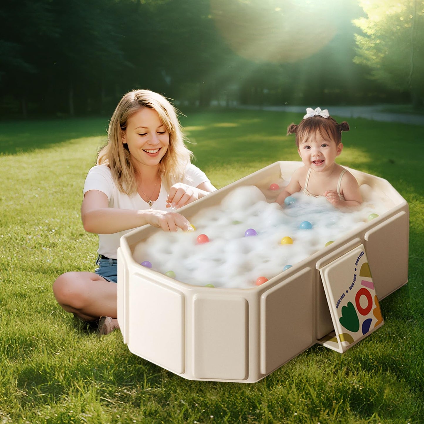 Bañera para bebé para la ducha, bañera portátil para bebé, bañera plegable para niños – portátil, para viajes y lista para la ducha, fácil de limpiar, resistente y gruesa, para niños de 1 a 3 años