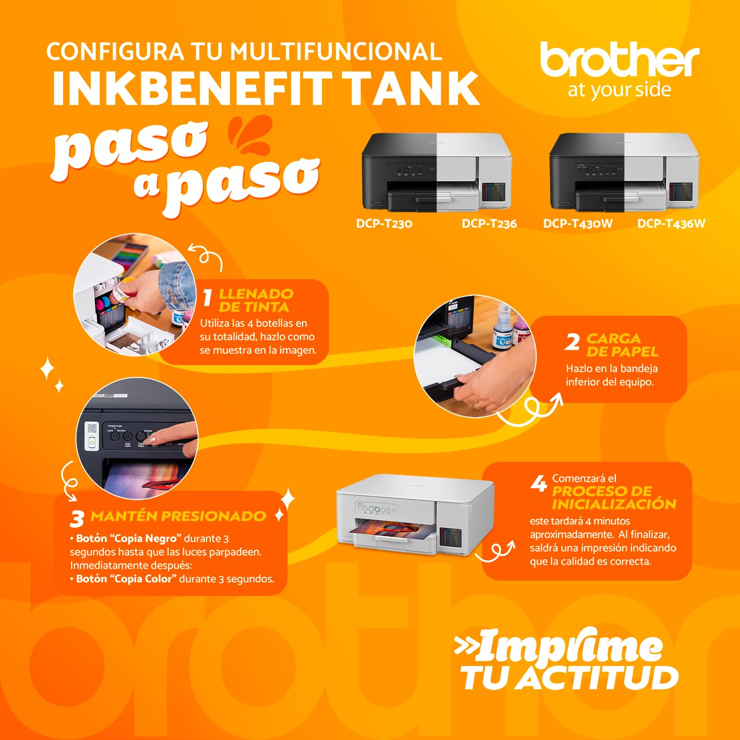 Brother Impresora Multifuncional 3 en 1 de Inyección de Tinta a Color DCPT430W | Tecnología InkBenefit Tank,Impresión Wi-Fi 5GHz,Tinta Recargable | Impresión 7,500 Págs.en Negro y 5,000 Págs.en Color