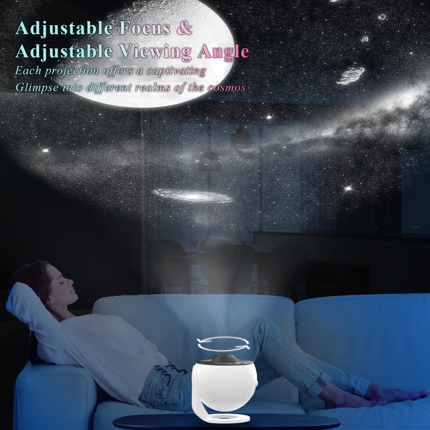 Orbislux Galaxy Projector Pro - Máquina de sonido para recámara, proyector de planetario 13 en 1 para niños y adultos con ruido blanco, altavoz de música Bluetooth, control remoto
