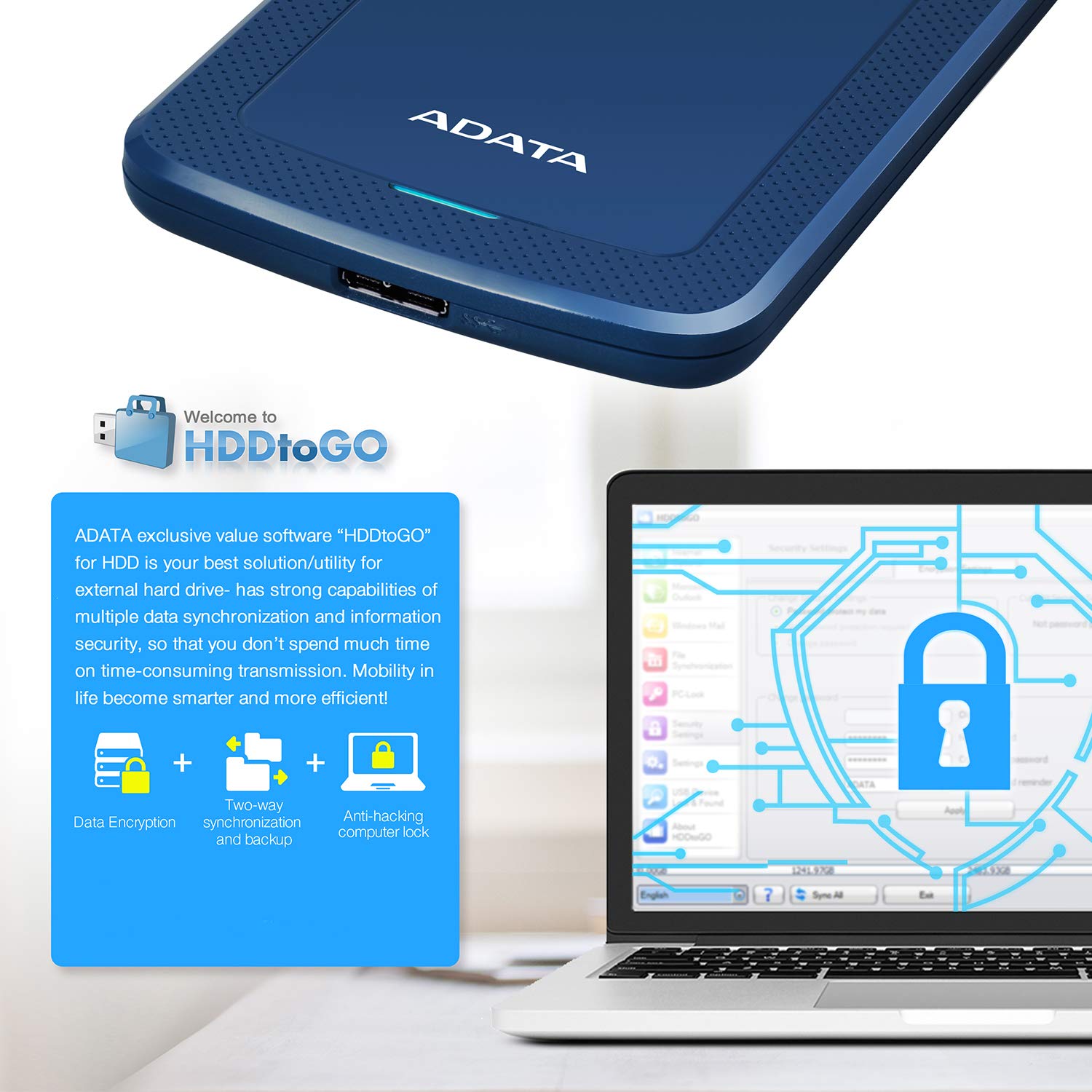 Disco Duro Externo ADATA Azul Ultra Delgado USB 3.1 1 TB