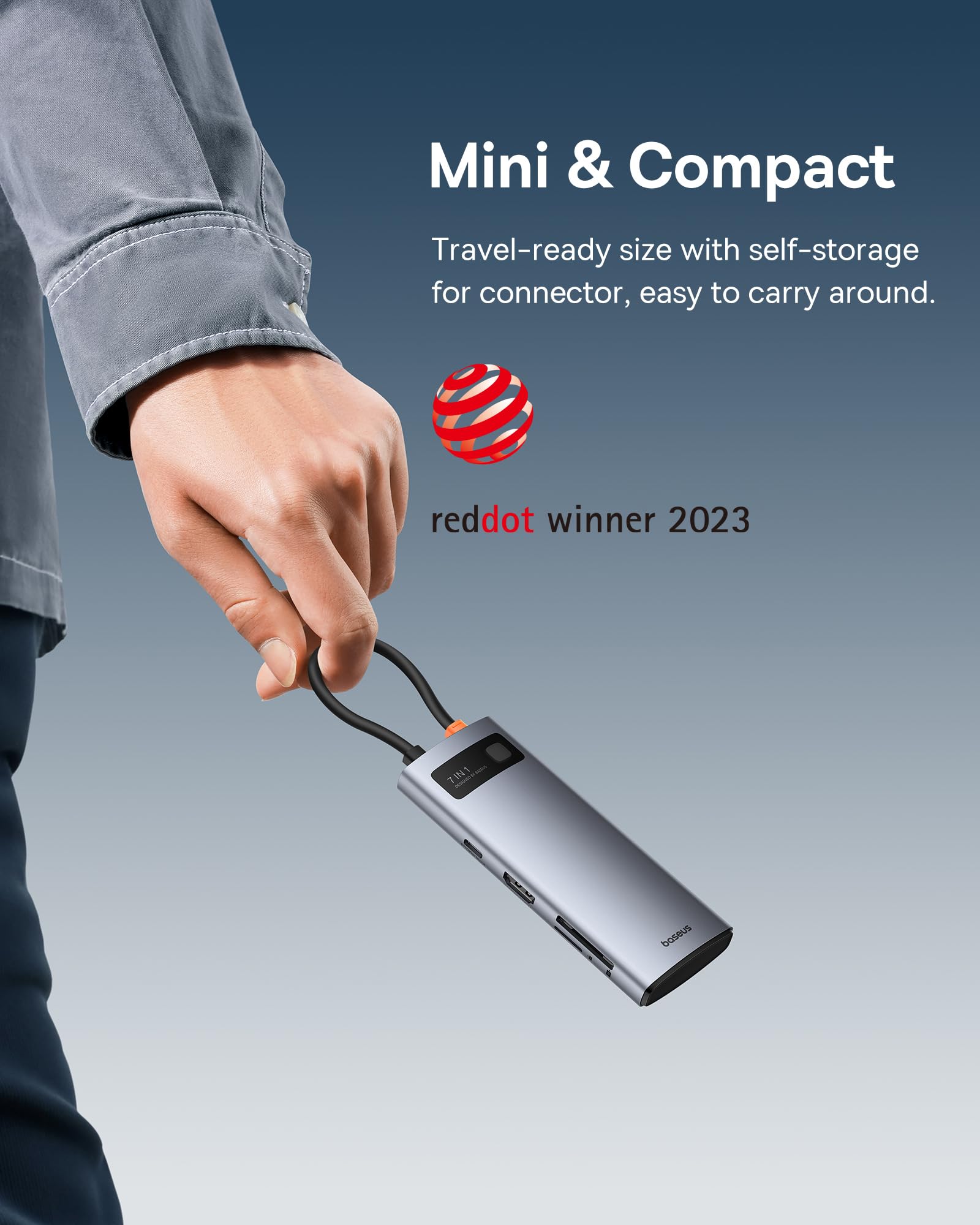 Baseus - Adaptador USB C a HDMI, estación de acoplamiento USB C 4K a 60Hz, Hub USB C 7 en 1 con 3 USB-A, PD 100W, lector de tarjetas TF/SD, base USB C compatible para iPhone