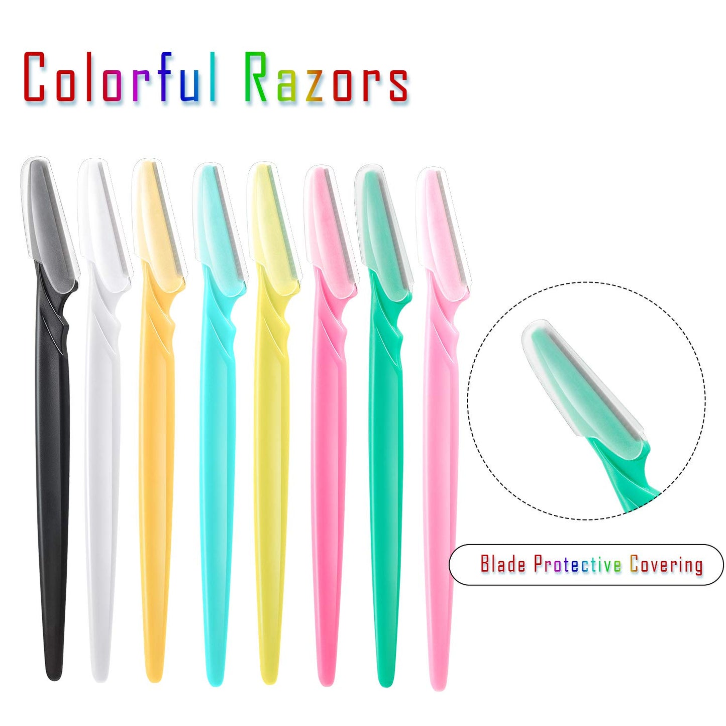 Boao 24 Maquinillas de Afeitar para Cejas Navaja de cejas Afeitadora Facial Recortadora Moldeadora con Cubierta de Precisión (Rojo Rosa, Amarillo, Verde, Blanco, Negro, Azul, Rosa y Naranja)