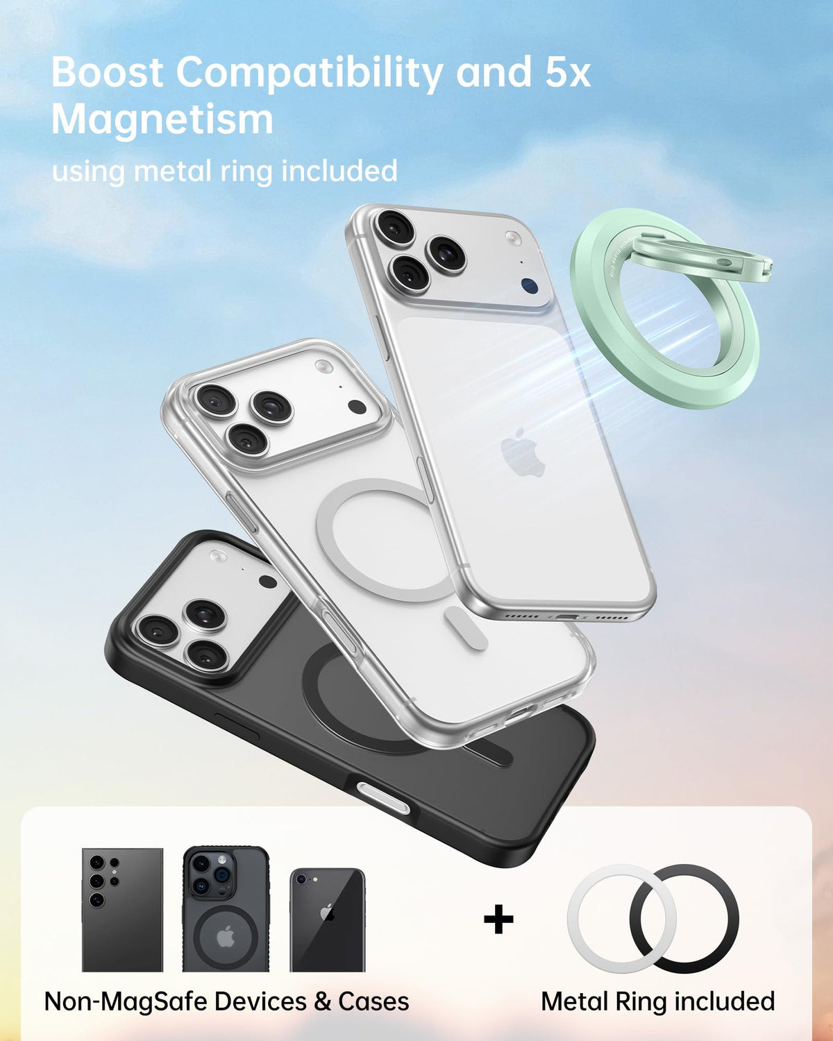 Soporte Magnético SYNCWIRE Negro Rotación 360° para iPhone 16, 15, 14, 13, 12 Pro MAX