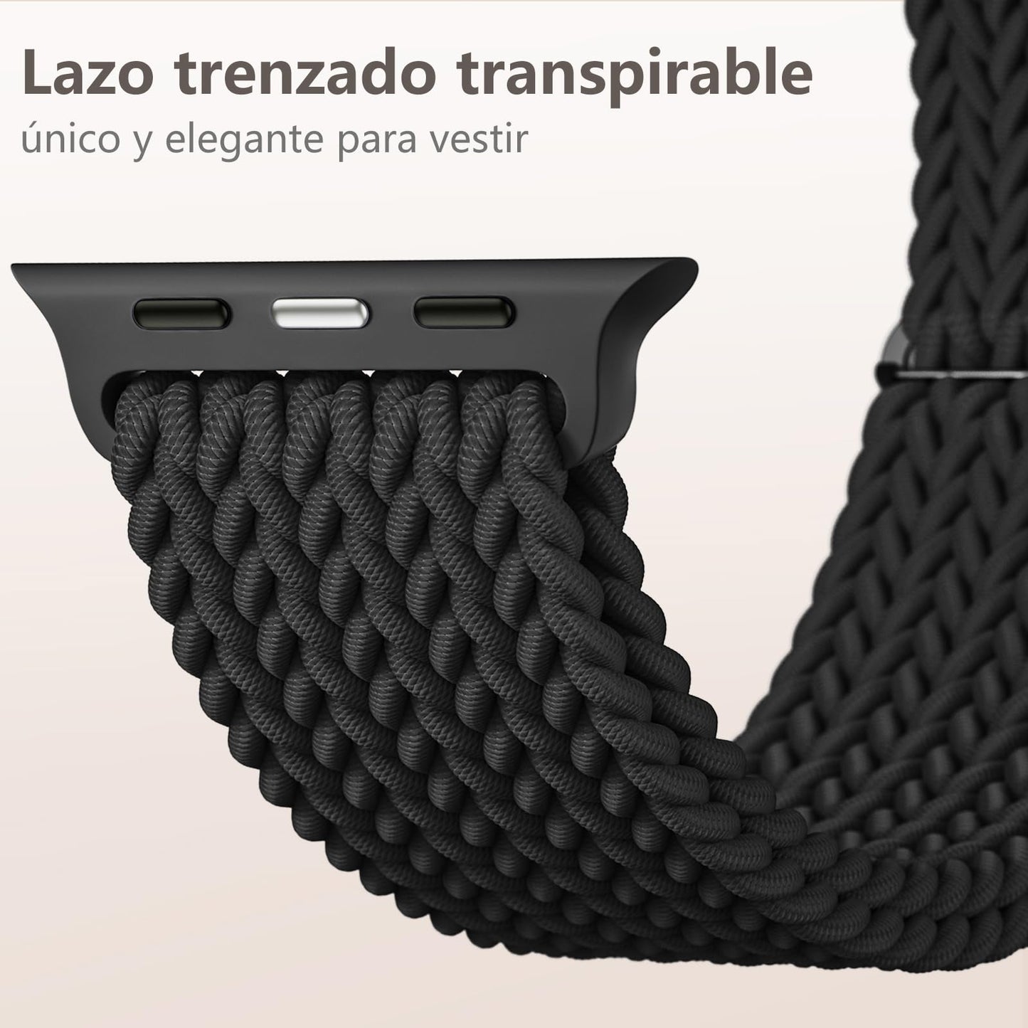 GEAK Trenzada Solo Loop Correa Compatible con Apple Watch Correa 40mm 38mm 41mm 42mm 44mm 46mm 45mm 49mm, Correas Elástica Ajustable de Nylon para iWatch Series 10 9 8 7 6 5 4 3 2 1 SE Ultra 2