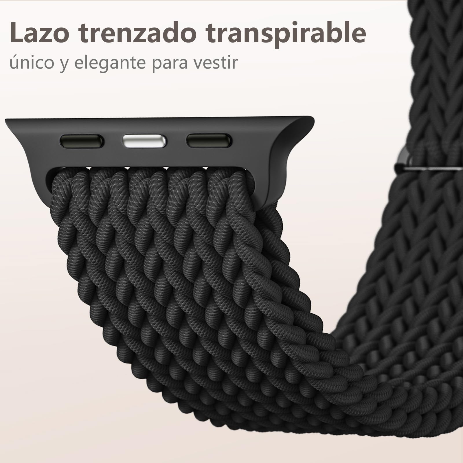GEAK Trenzada Solo Loop Correa Compatible con Apple Watch Correa 40mm 38mm 41mm 42mm 44mm 46mm 45mm 49mm, Correas Elástica Ajustable de Nylon para iWatch Series 10 9 8 7 6 5 4 3 2 1 SE Ultra 2