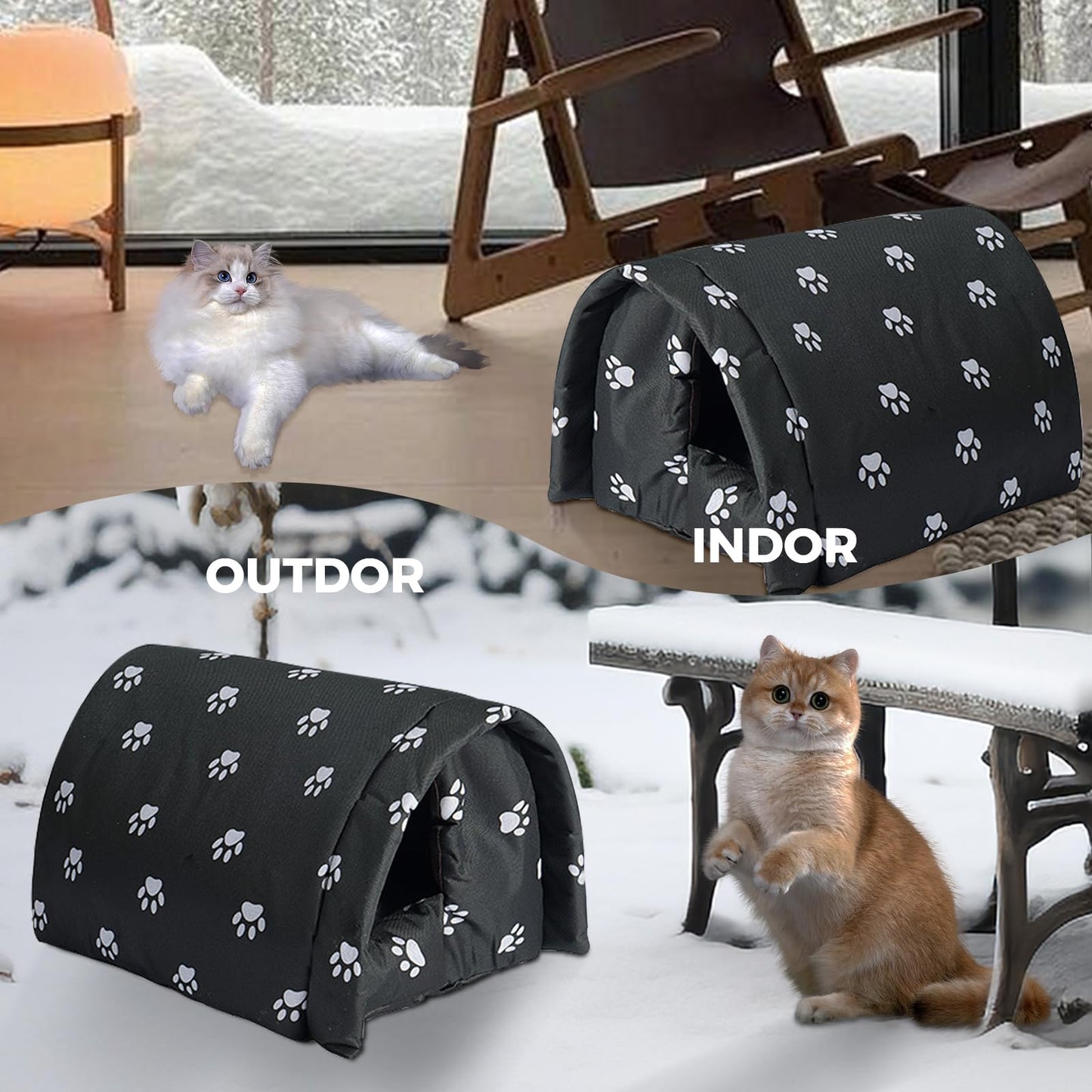 QAVILFLY Casa para gatos al aire libre, resistente a la intemperie, plegable, refugio para gatos callejeros