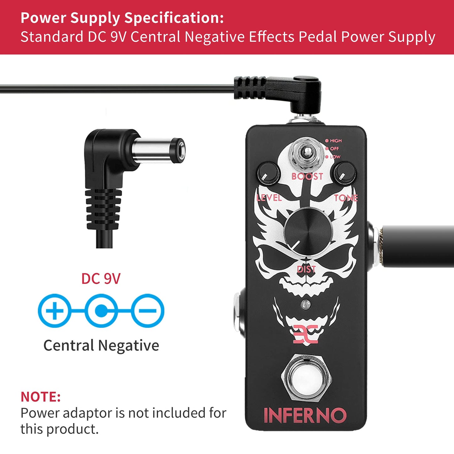 Pedal de Efectos EX Metal Distorsión con True Bypass para Guitarra