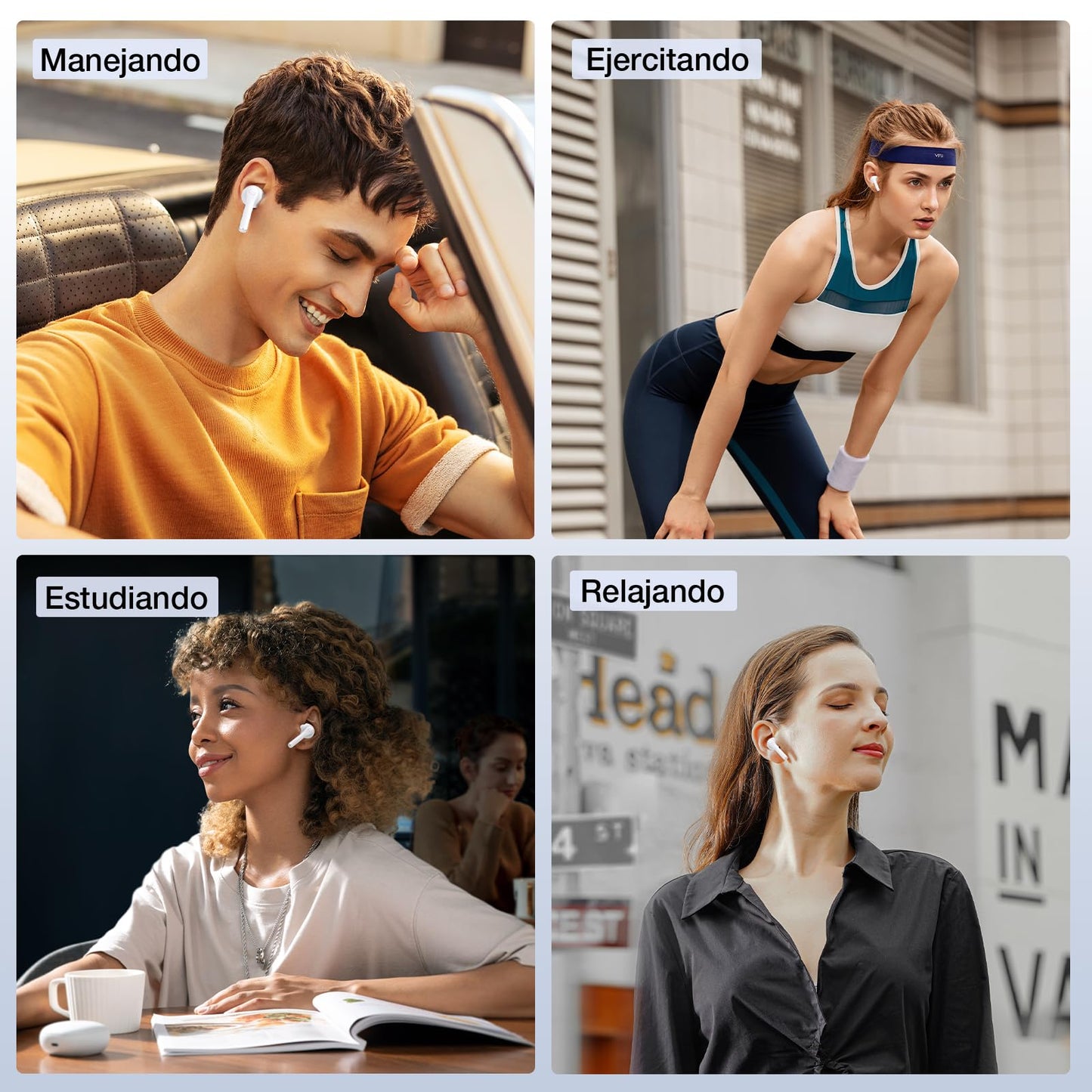 Audífonos Bluetooth 5.3 1 Hora Blanco para Correr y Escuchar Música