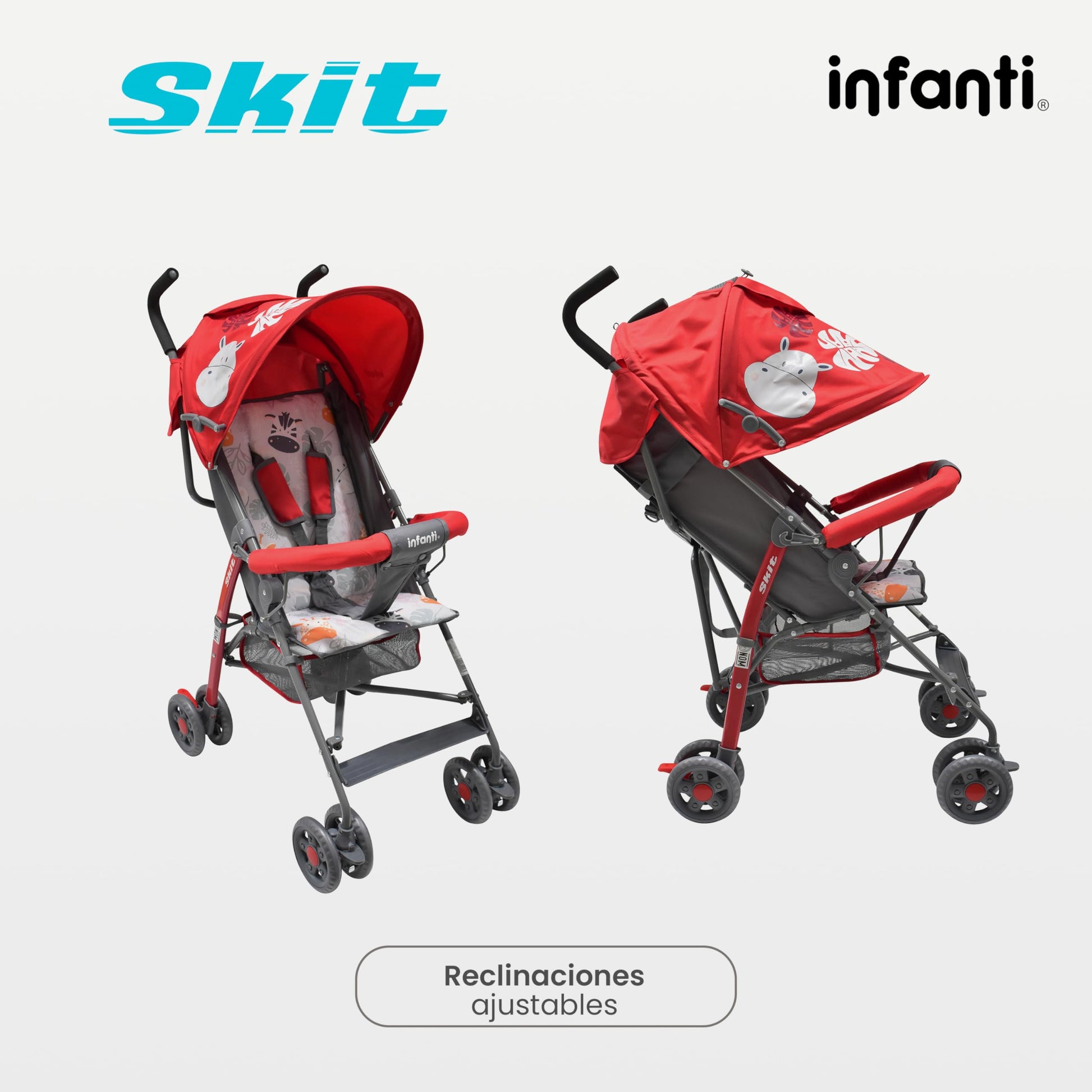INFANTI | Carriola para Bebe de Baston SKIT | Carriola de Viaje - Carrito para Bebe | Cosas para Bebes 6 Meses hasta 15 kg - Compacta y Plegable | Carriola de Baston Ligera con Arnés de Seguridad