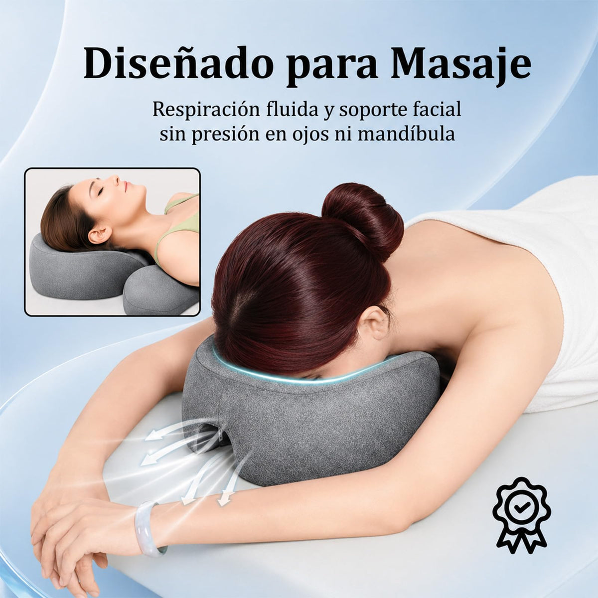 Reposacabezas Ergonómico YFTSHK con Funda Lavable para Dormir Boca Abajo