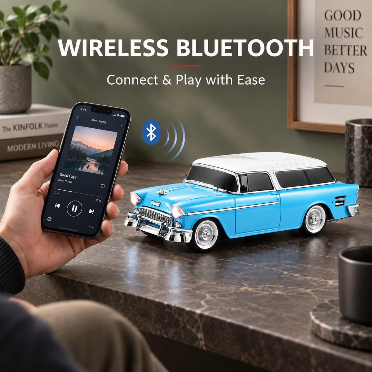 Altavoz Bluetooth WSTER Azul Station Wagon Classic