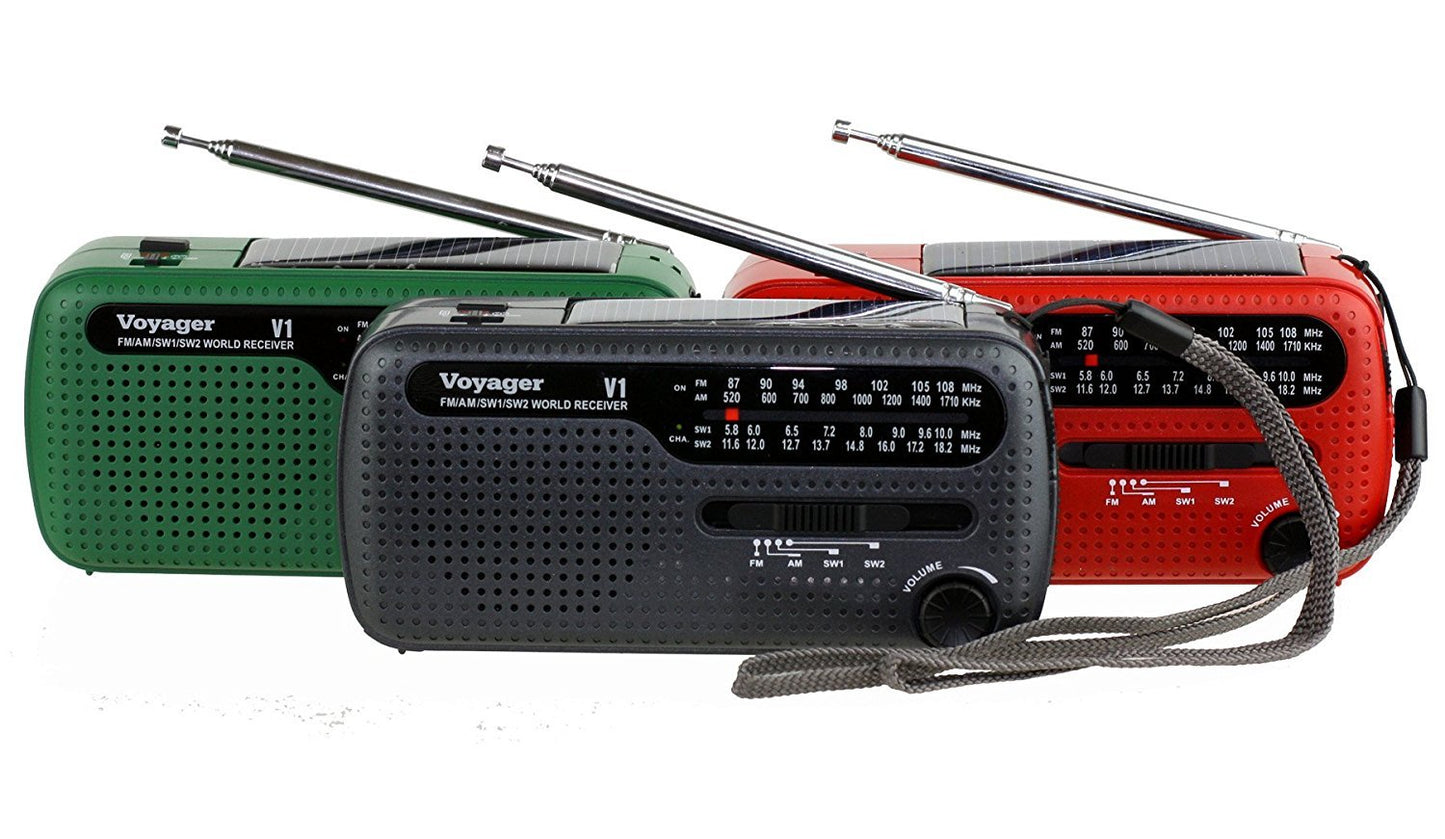 Kaito v1r Voyager Solar/Dinamo Am/FM/SW Radio con Cargador de teléfono Celular de Emergencia y 3-LED Linterna, Rojo