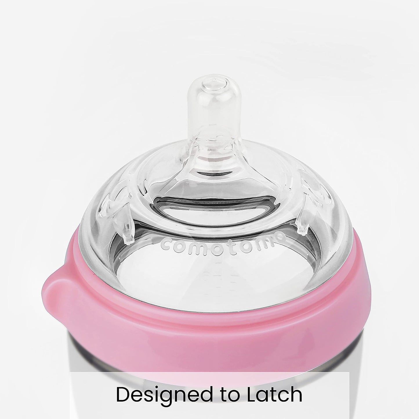 Comotomo Set de 2 Biberones de Silicona de 250 Ml, Anillo Rosa