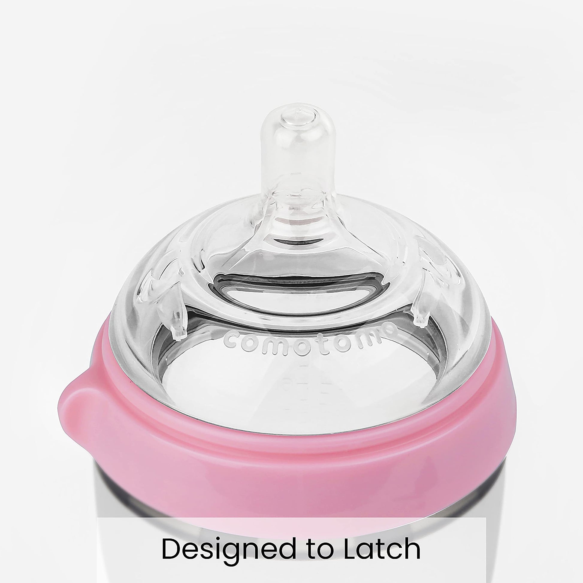 Comotomo Set de 2 Biberones de Silicona de 250 Ml, Anillo Rosa