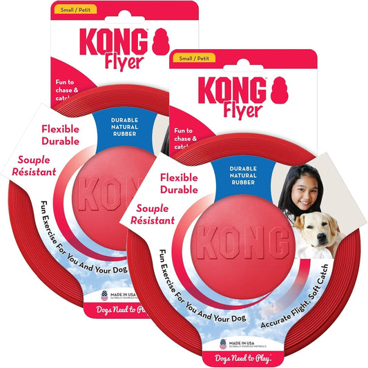 KONG Rubber Flyer, Paquete de 2 Unidades, pequeño, Rojo