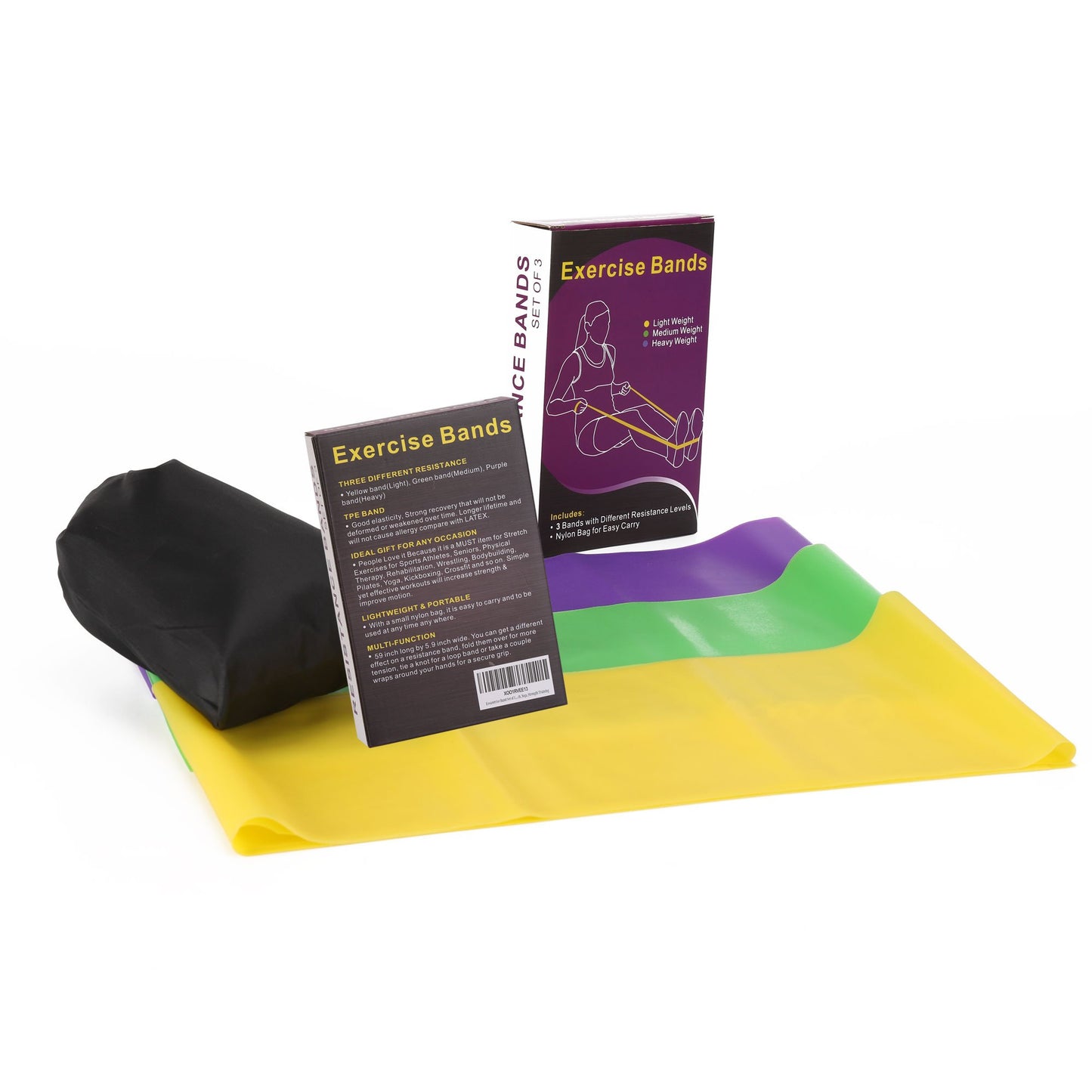 Juego de Bandas de Resistencia Planas OSA Multicolor para Yoga y Entrenamiento de Fuerza