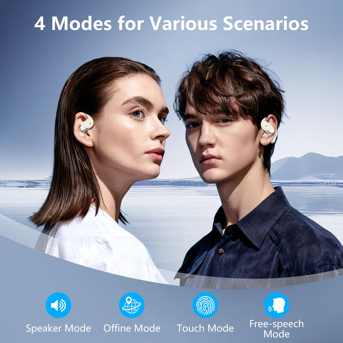 Auriculares Inalámbricos Bluetooth 5.4 con Ganchos IPX7 Impermeables y Funda LED