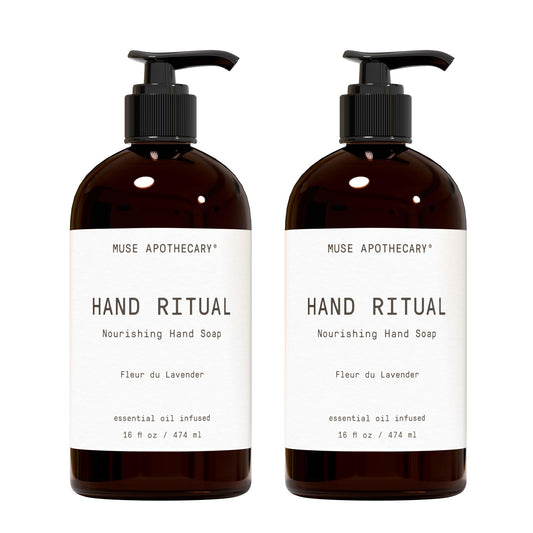 Muse Apothecary Hand Ritual – Jabón de manos aromático y nutritivo, infundido con aceites esenciales naturales de aromaterapia, certificado USDA, base biológica, 16 onzas, flor de lavanda, paquete de