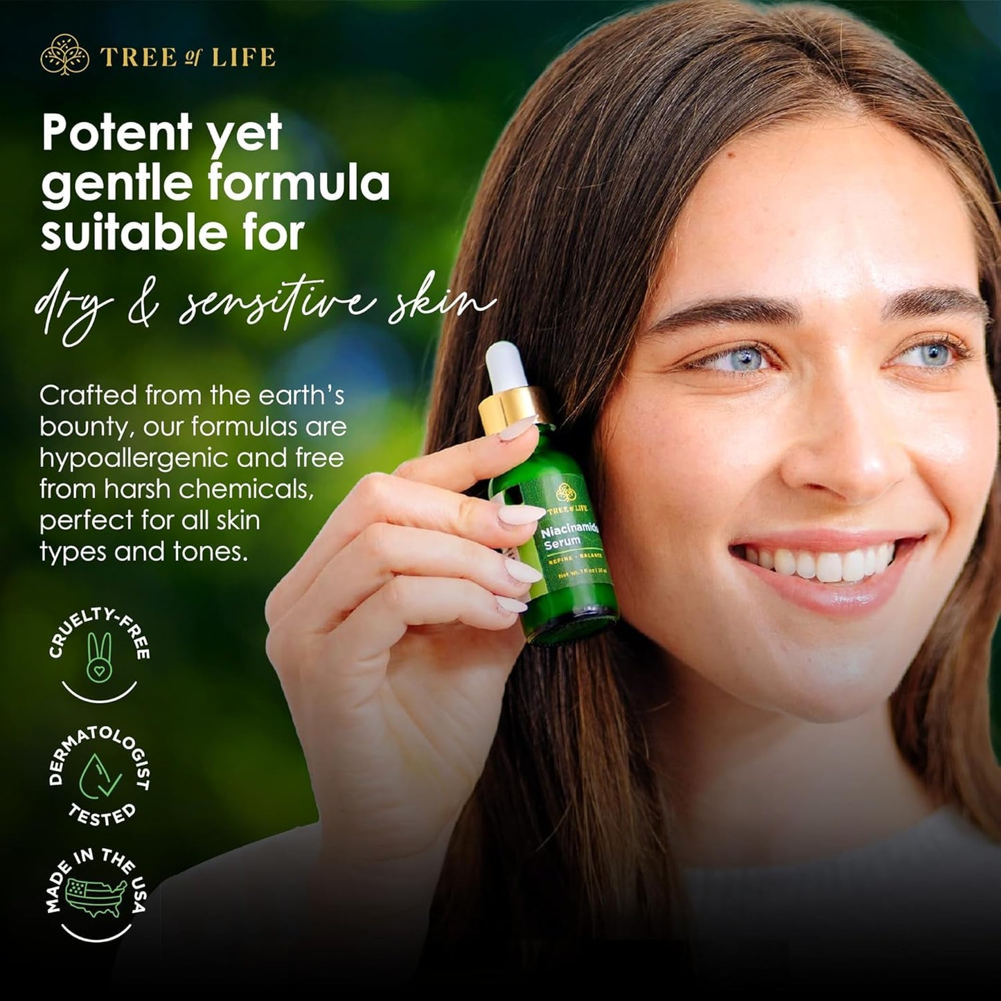 TREE OF LIFE BEAUTY Niacinamide Serum 60 ml - Apariencia de poros - Hidratación profunda - skincare - antioxidantes - Hecho en USA