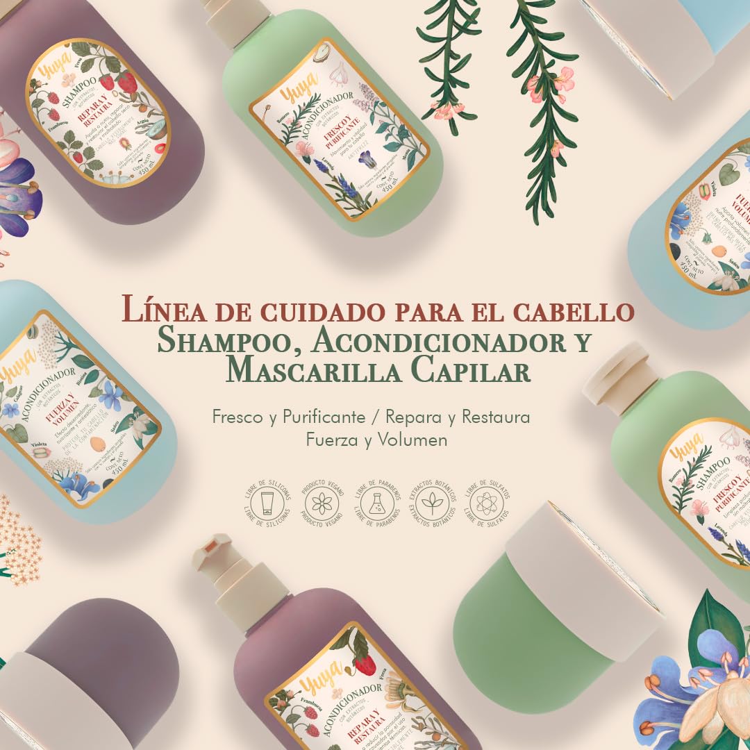 Republic Cosmetics Yuya Set Tratamiento Capilar FRESCO Y PURIFICANTE para CRECIMIENTO con MENTA, ROMERO Y LAVANDA