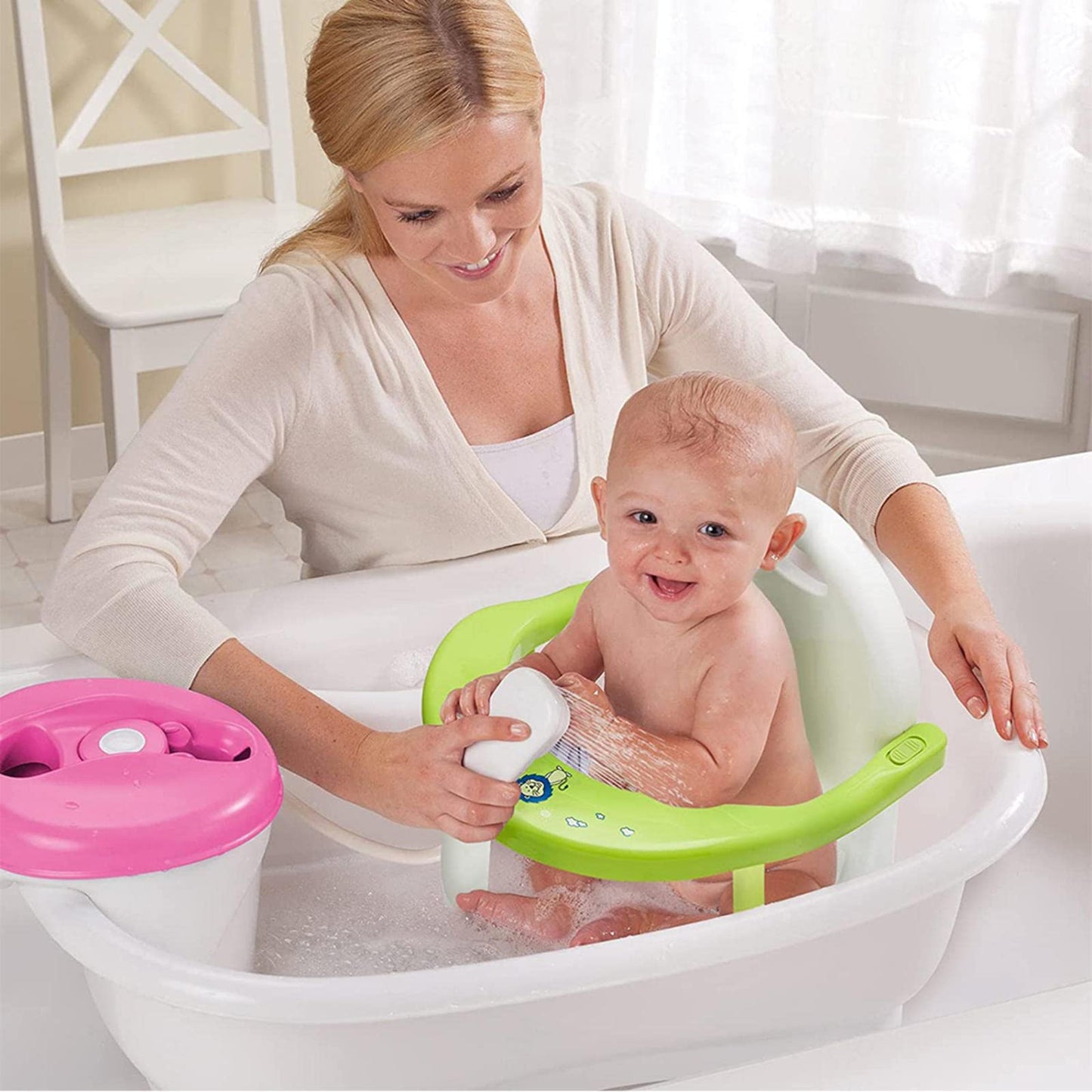 Asiento de Baño para Bebé Gray con Juguete Incluido para Bebés desde 6 Meses