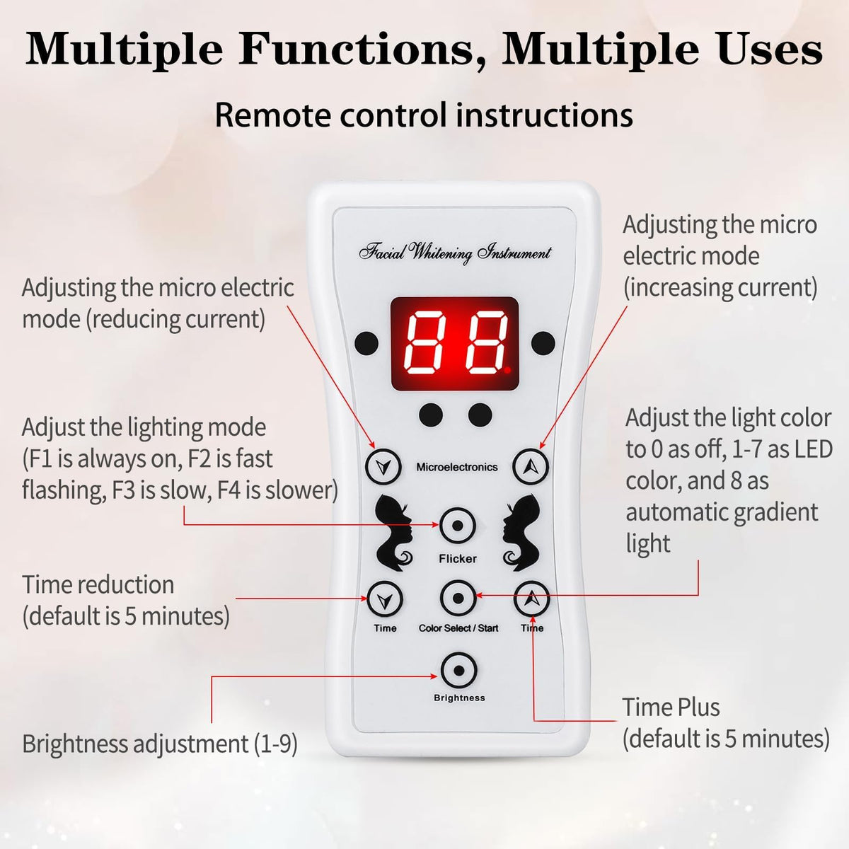 Mascara LED Facial de 7 Colores con Control Remoto para Cara y Cuello