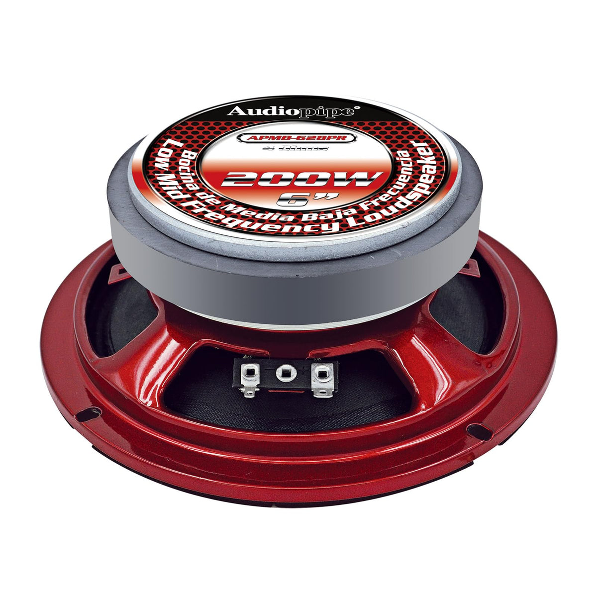 Altavoz Woofer Audiopipe Rojo 6" 200W Baja Frecuencia Media