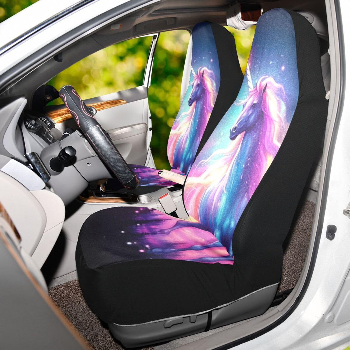 Juego de Fundas para Asiento de Coche GOODOLD Galaxy Horse, Negro, Fáciles de Instalar