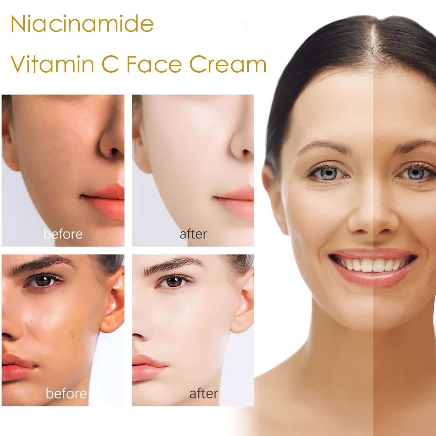 Nicotinamide Vitamin C Plain Face Cream Serum,Vitamin C Face Cream,Niacinamide Vitamin C Black Tube Skin Cream,Multifunctional Smooth Vitamin C Moisturizer Makeup Cream For Face (2pcs)
