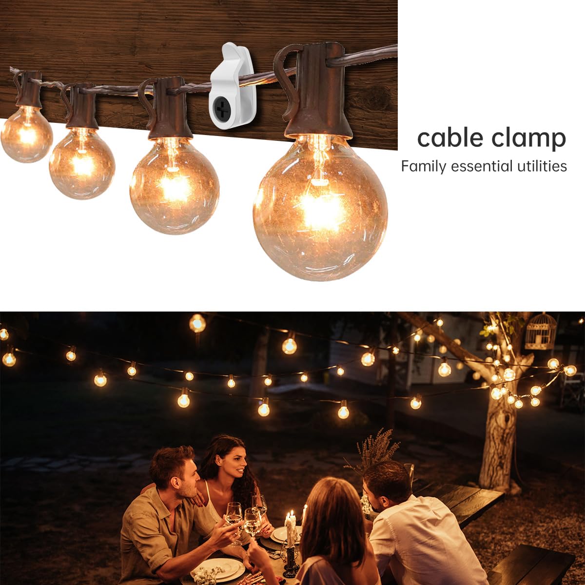 GEZIDEA - Ganchos de cadena para colgar luces de Navidad, color blanco, paquete de 50 (grande)